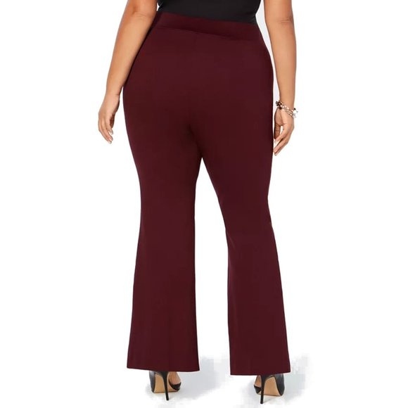 NWT Womens Petite Size 28W 28WP INC Purple Burgundy Ponte Knit Slit-Front Pants - Picture 3 of 3